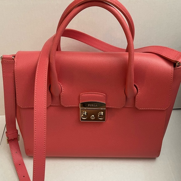 Furla Handbags - SOLD Furla Metropolis Satchel -Medium (Salmon Pink) - barely used